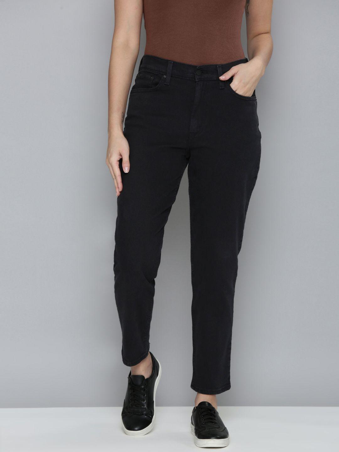 levis women black tapered fit high-rise stretchable jeans