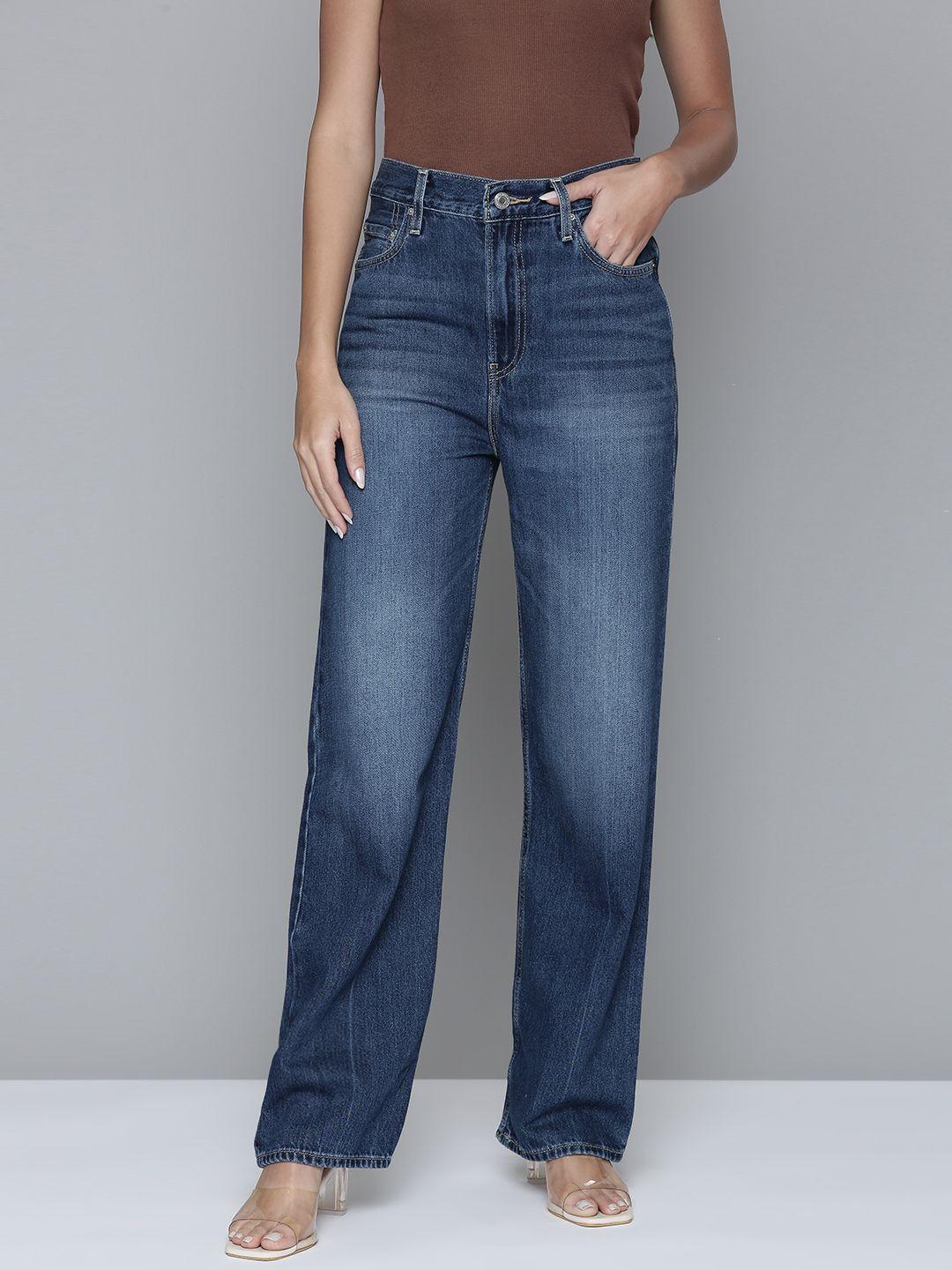 levis women blue straight fit heavy fade jeans