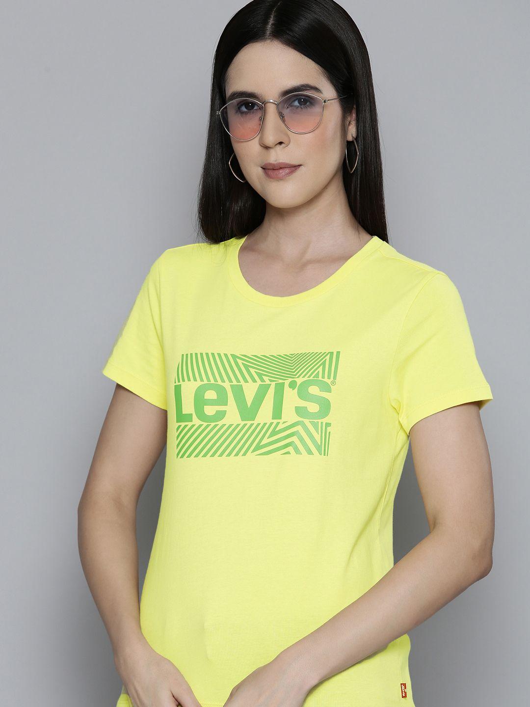 levis women brand logo print knitted pure cotton t-shirt