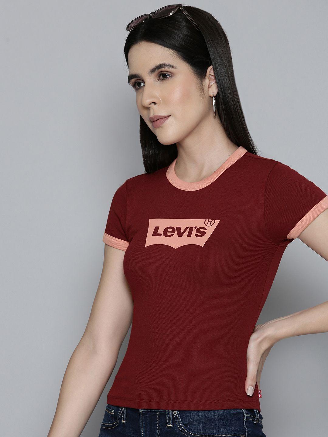 levis women brand logo printed slim fit t-shirt