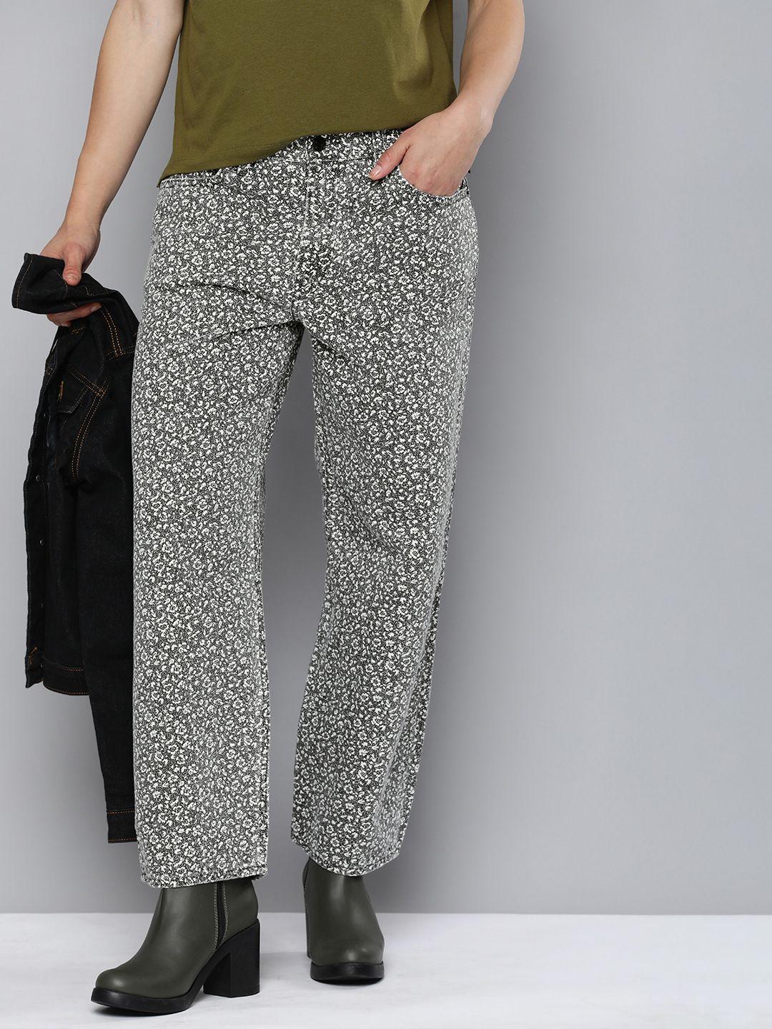 levis women floral printed straight fit trousers