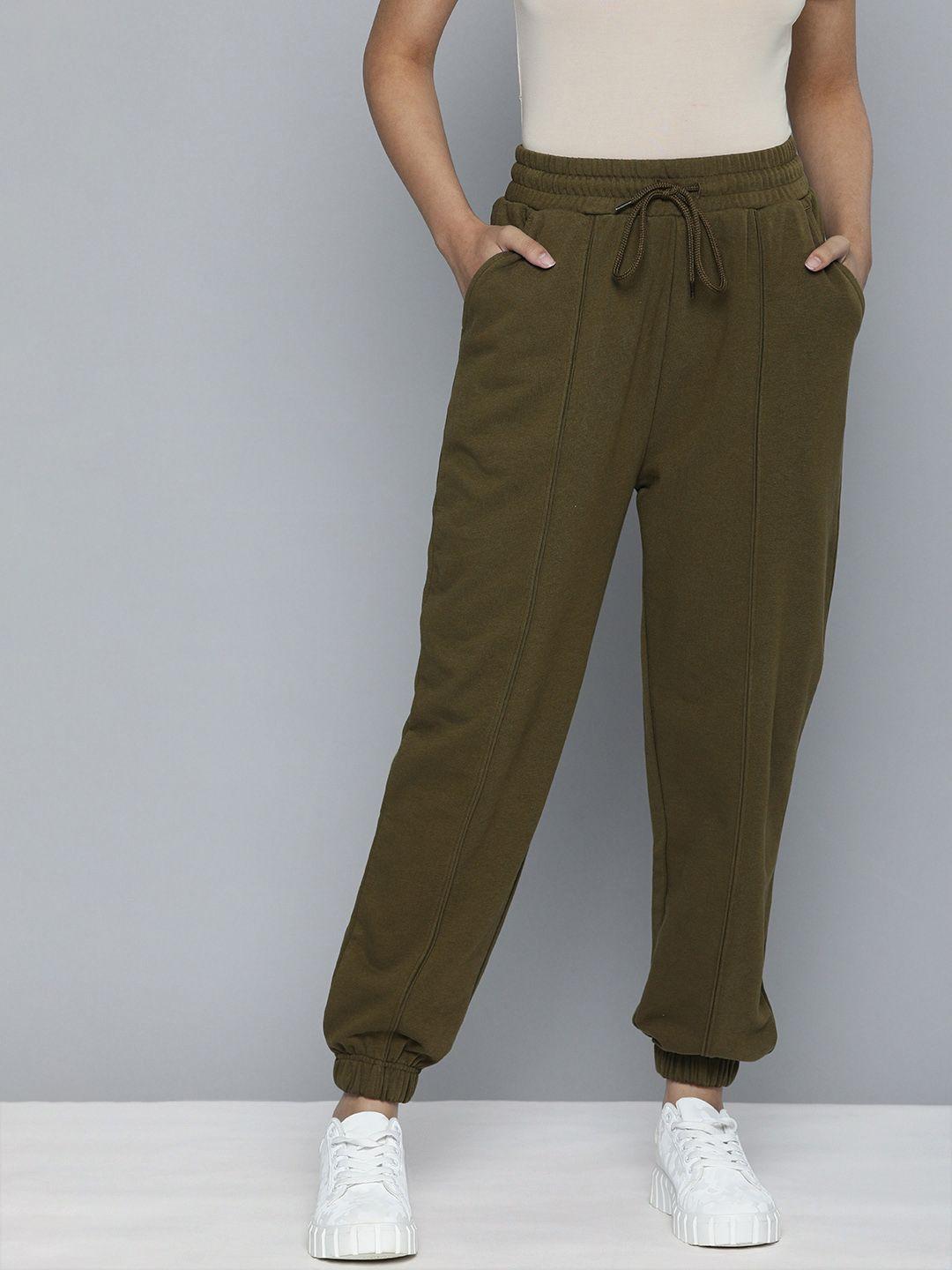 levis women green loose fit pleated joggers trousers