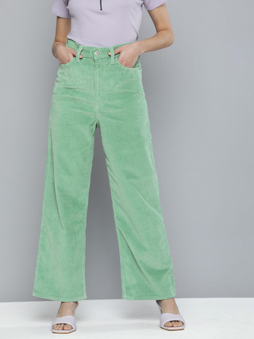 levis women green relaxed fit corduroy high-rise jeans