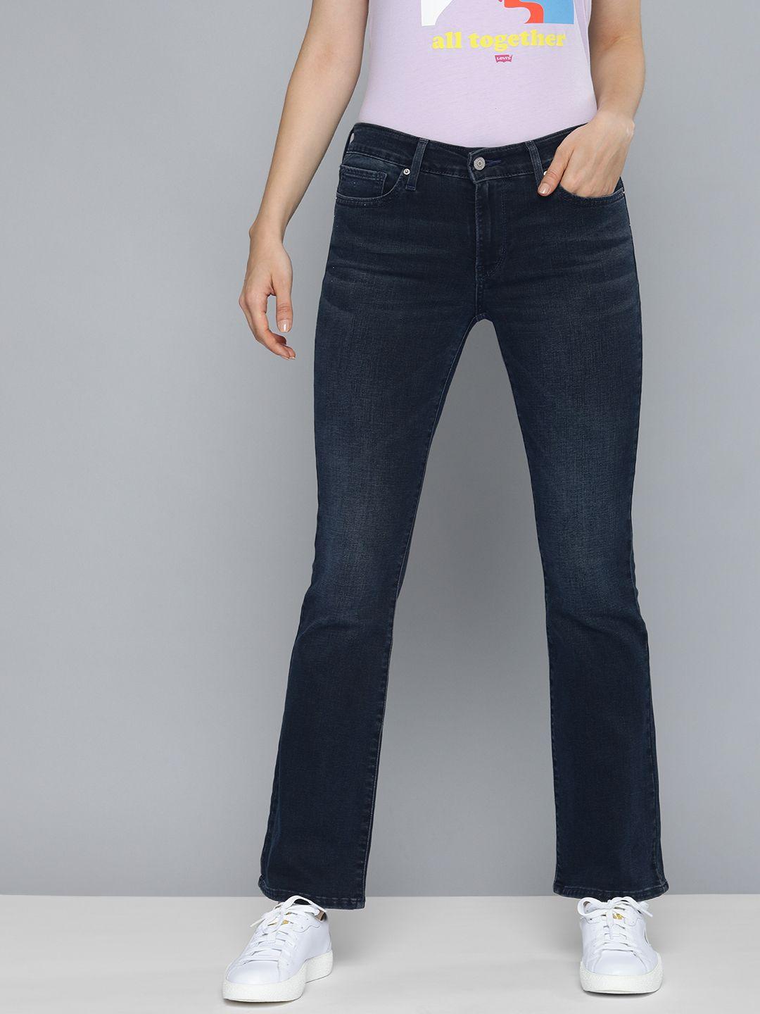 levis women navy blue 715 bootcut light fade stretchable jeans