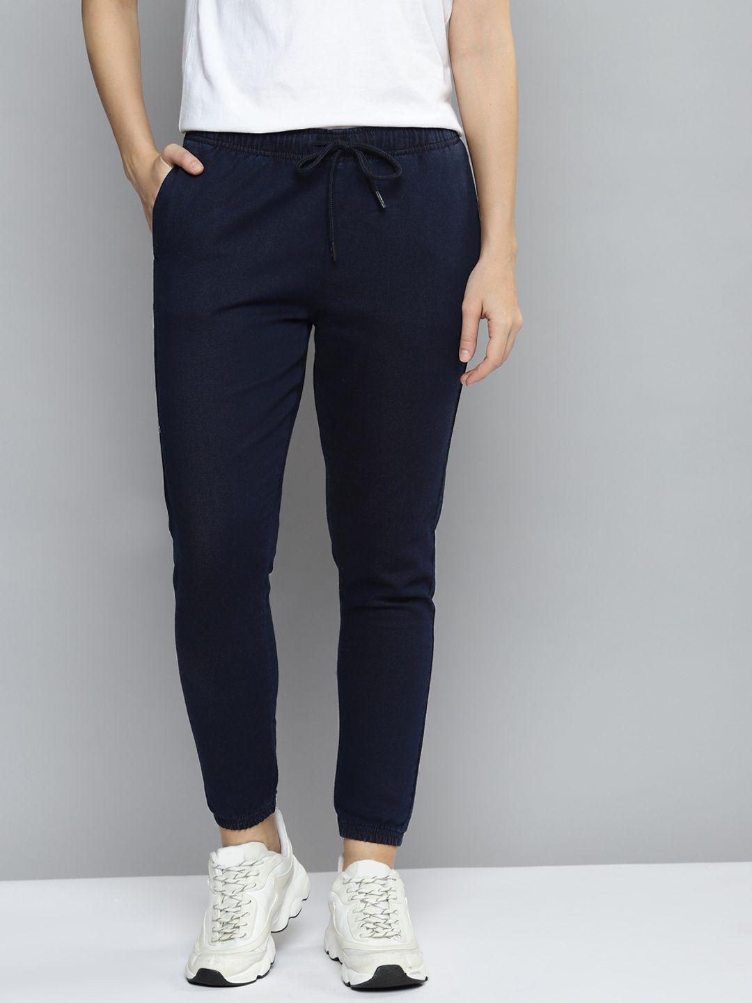 levis women navy blue solid joggers