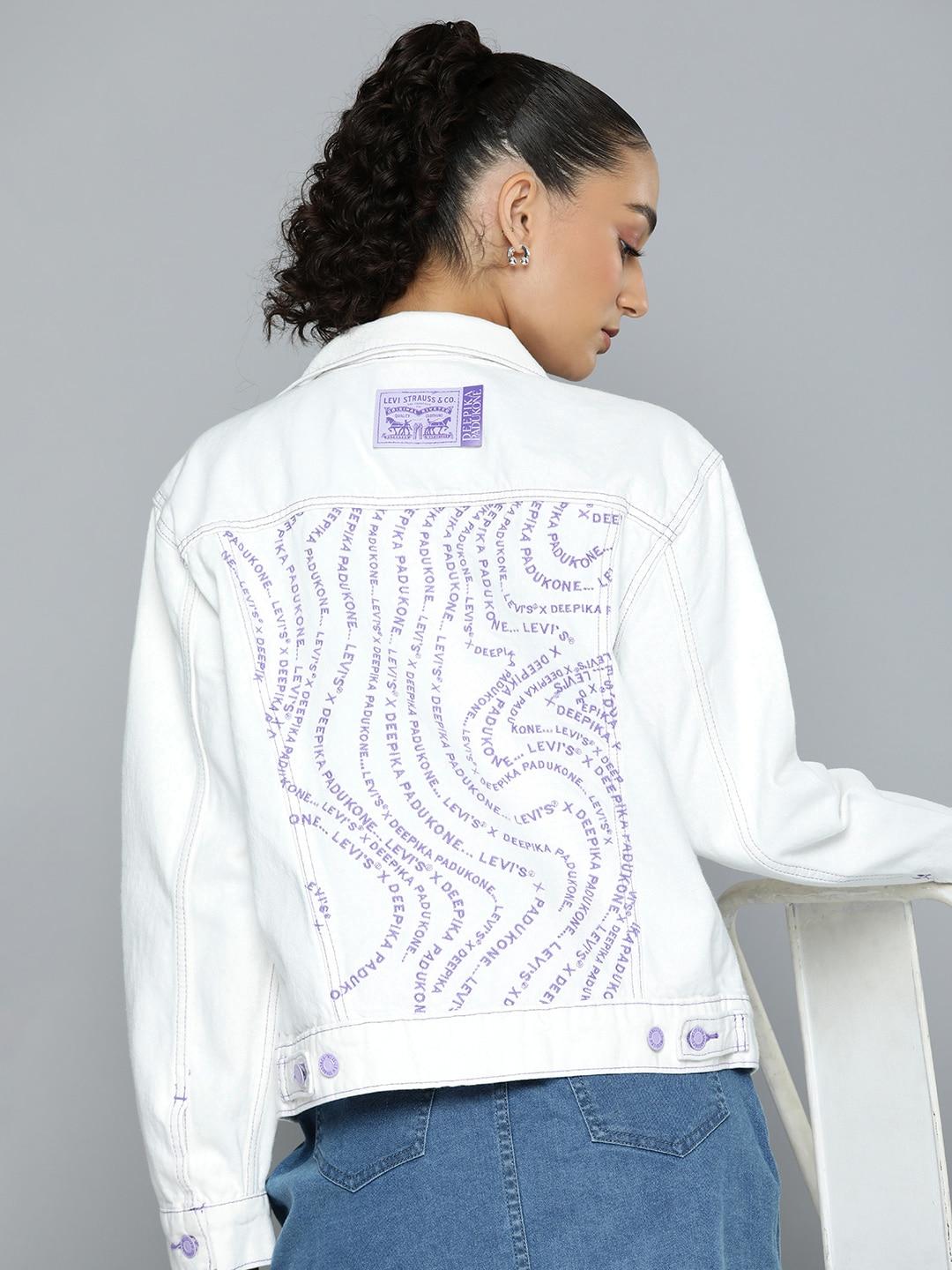 levis women pure cotton brand logo embroidered denim jacket