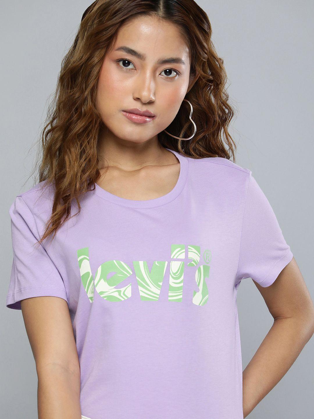 levis women pure cotton brand logo printed t-shirt