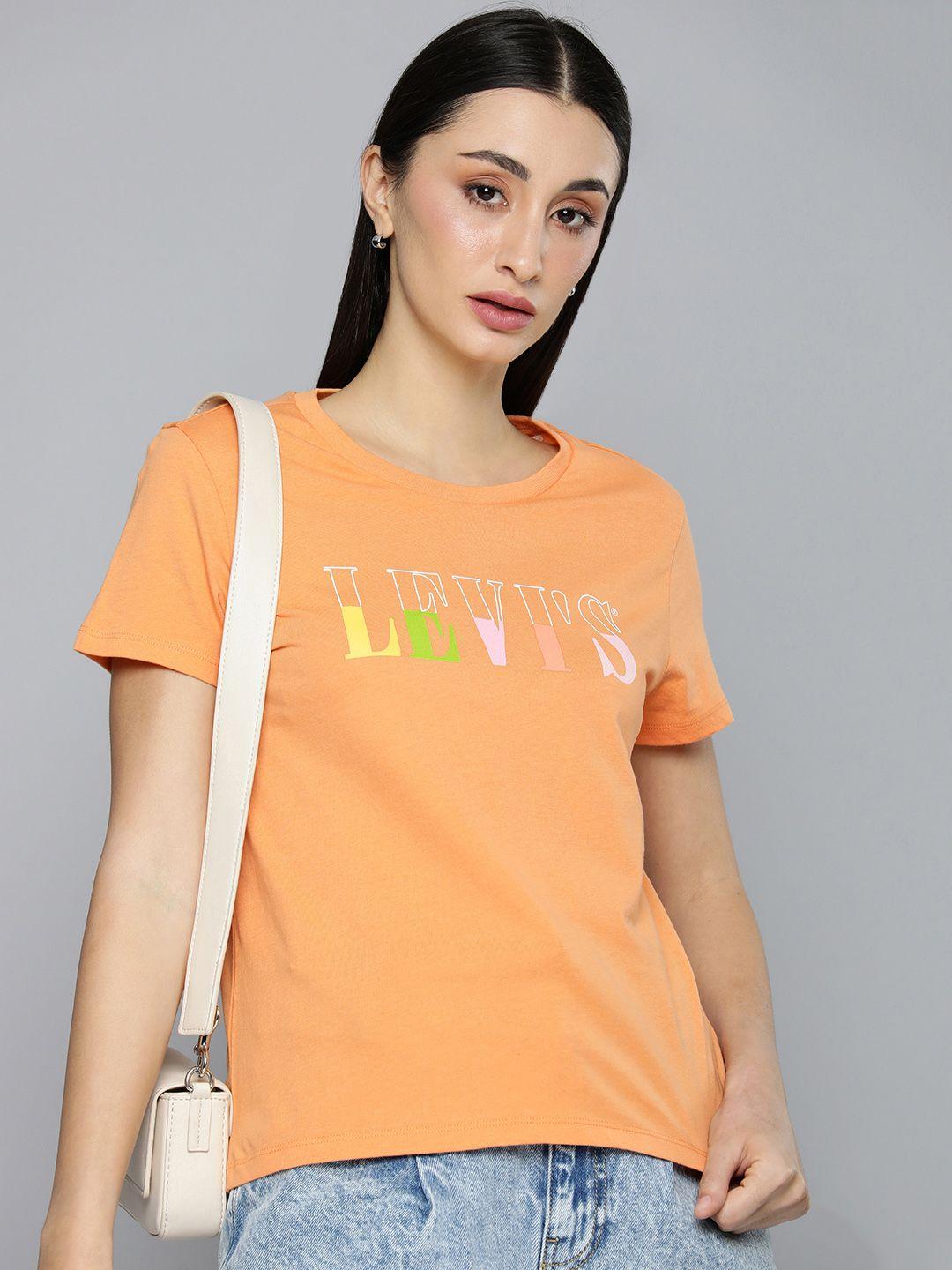 levis women pure cotton brand logo printed t-shirt
