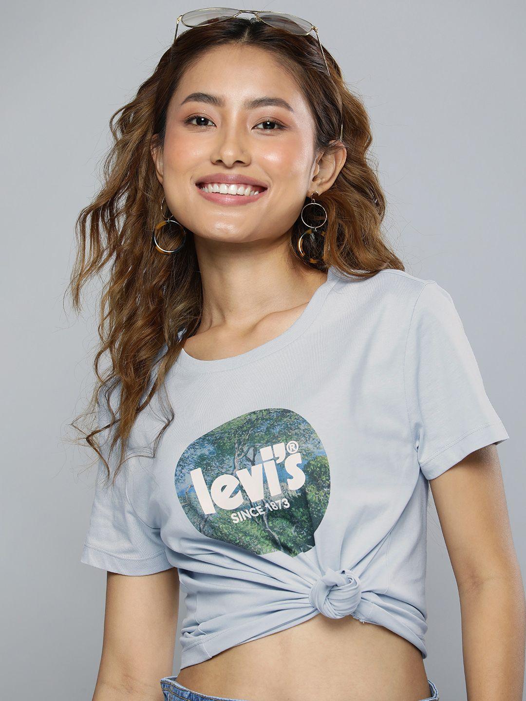 levis women pure cotton graphic brand logo printed t-shirt