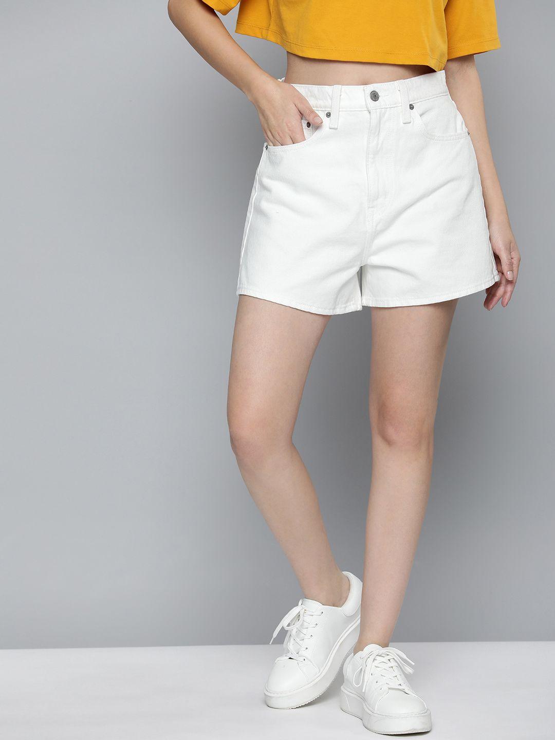 levis women pure cotton loose fit high-rise denim shorts