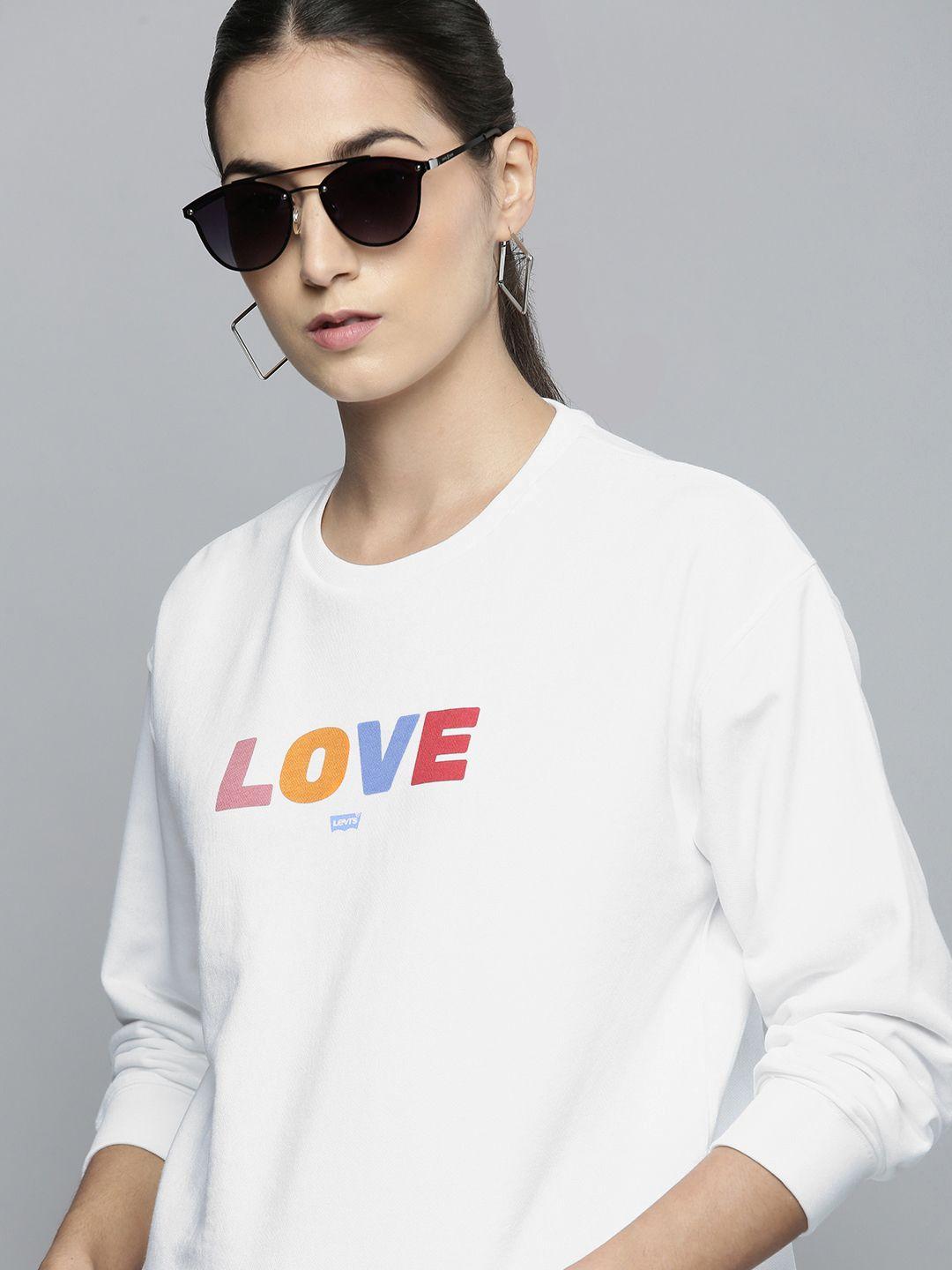 levis women white graphic printed sweatshirt