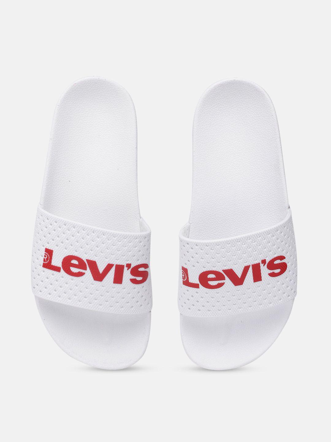 levis women white printed sliders