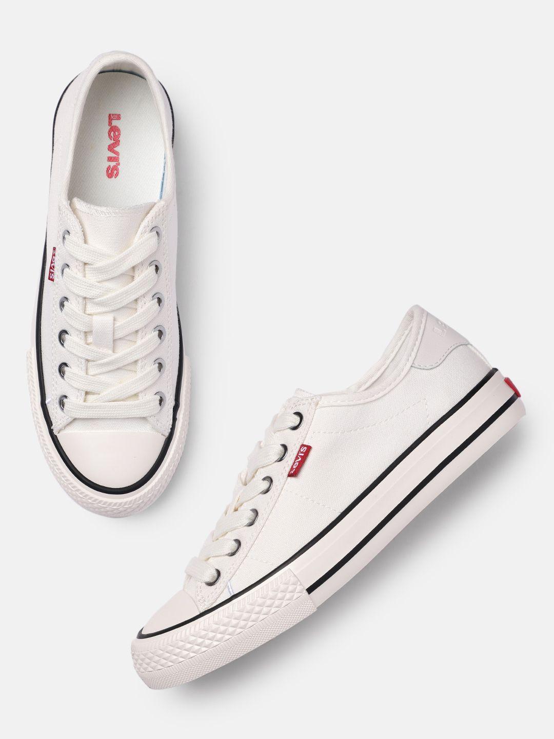levis women white solid regular canvas sneakers