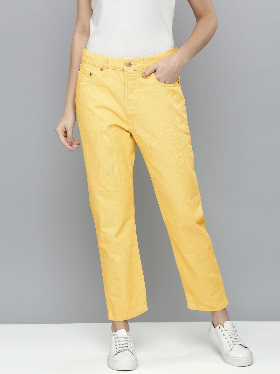 levis women yellow 501 straight fit jeans