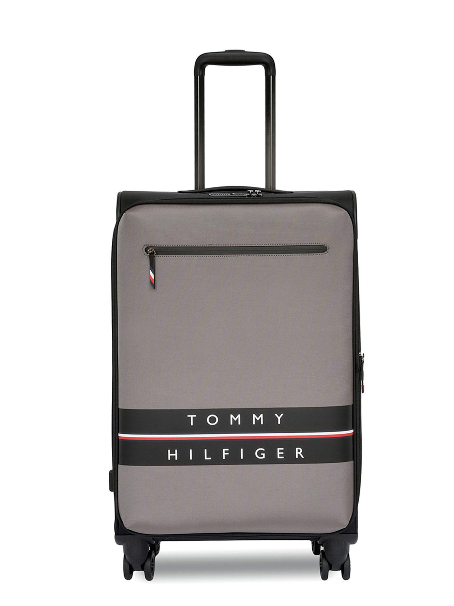 lewiston polyester soft luggage grey-black cabin trolley bag