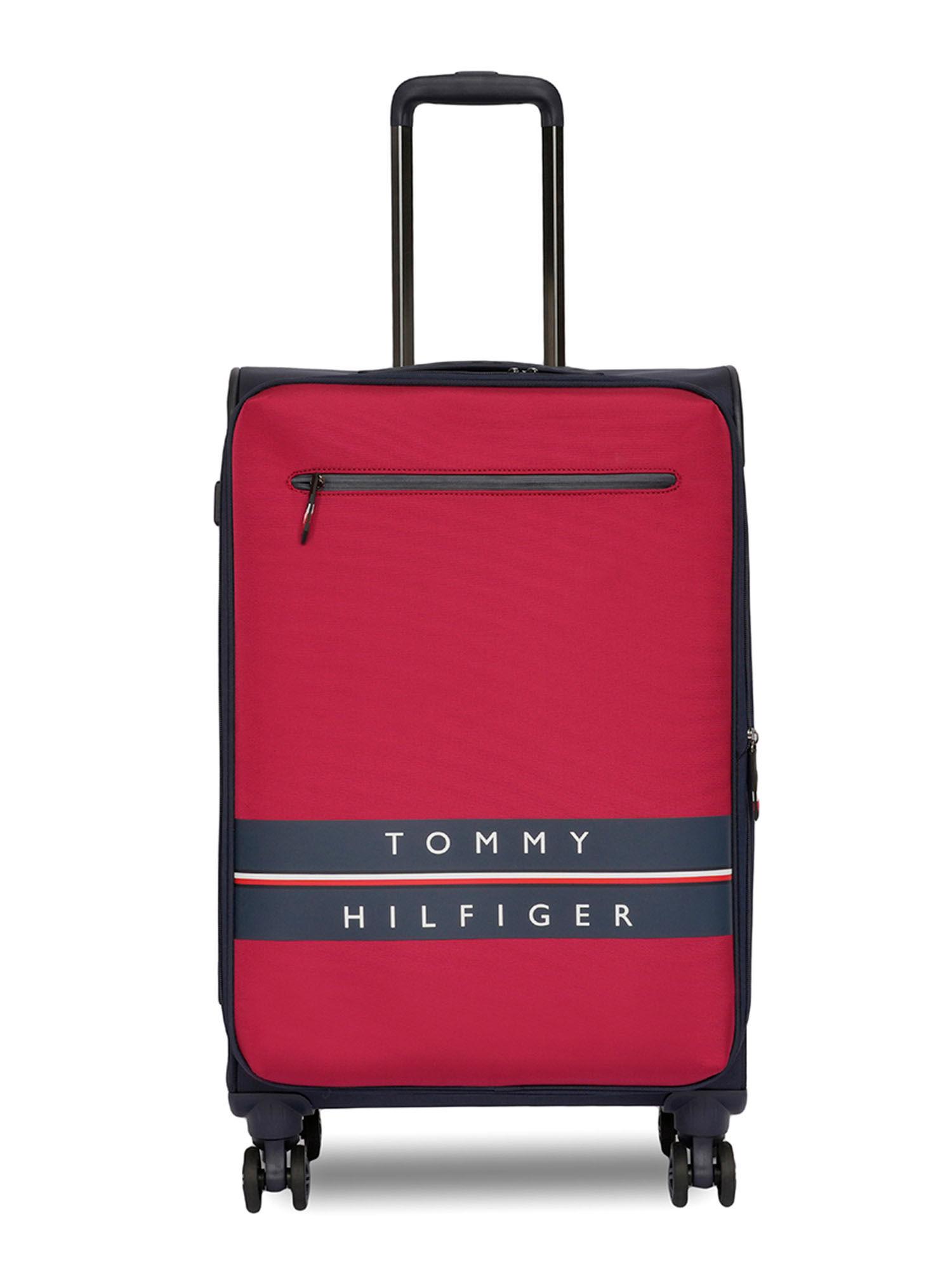 lewiston polyester soft luggage-red-navy cabin trolley bag