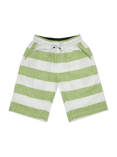 li'l tomatoes kids green cotton striped shorts
