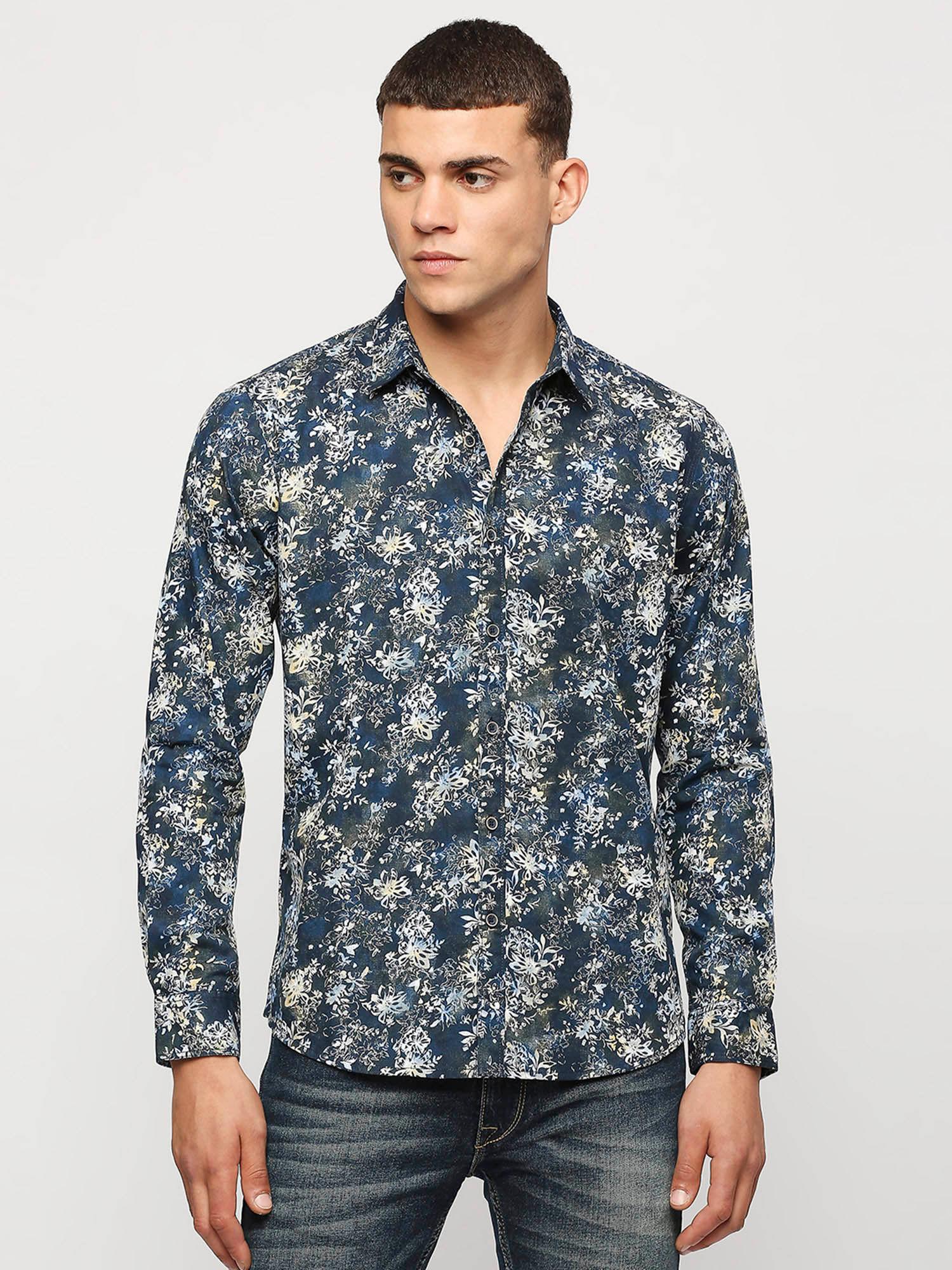 liam printed poplin blue