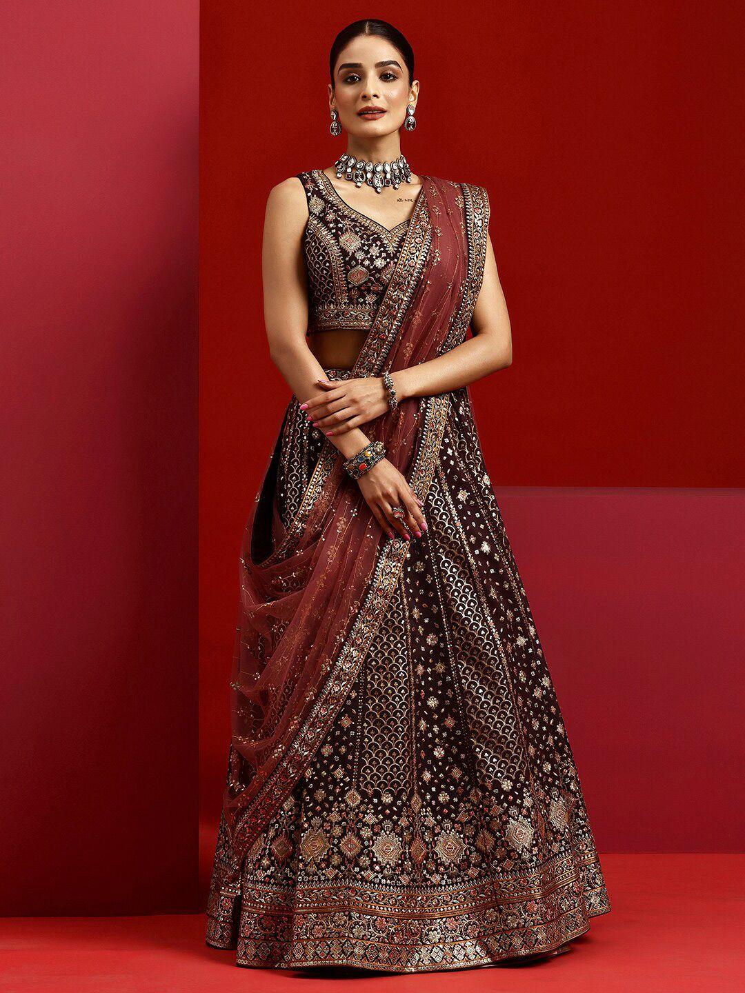 libas art ethnic motif embroidered ready to wear lehenga & padded blouse with dupatta