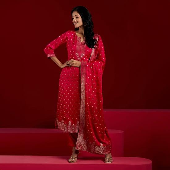 libas art women woven design straight kurta set