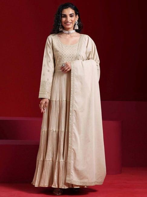 libas art grey embroidered kurta pant set with dupatta