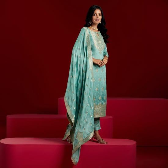 libas art women woven silk straight kurta set