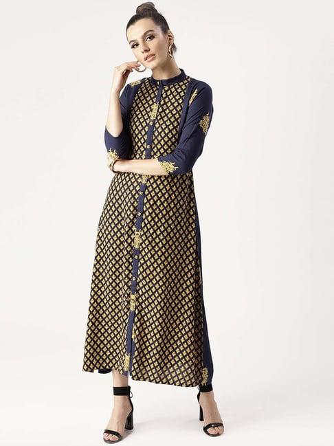 libas blue printed a-line dress