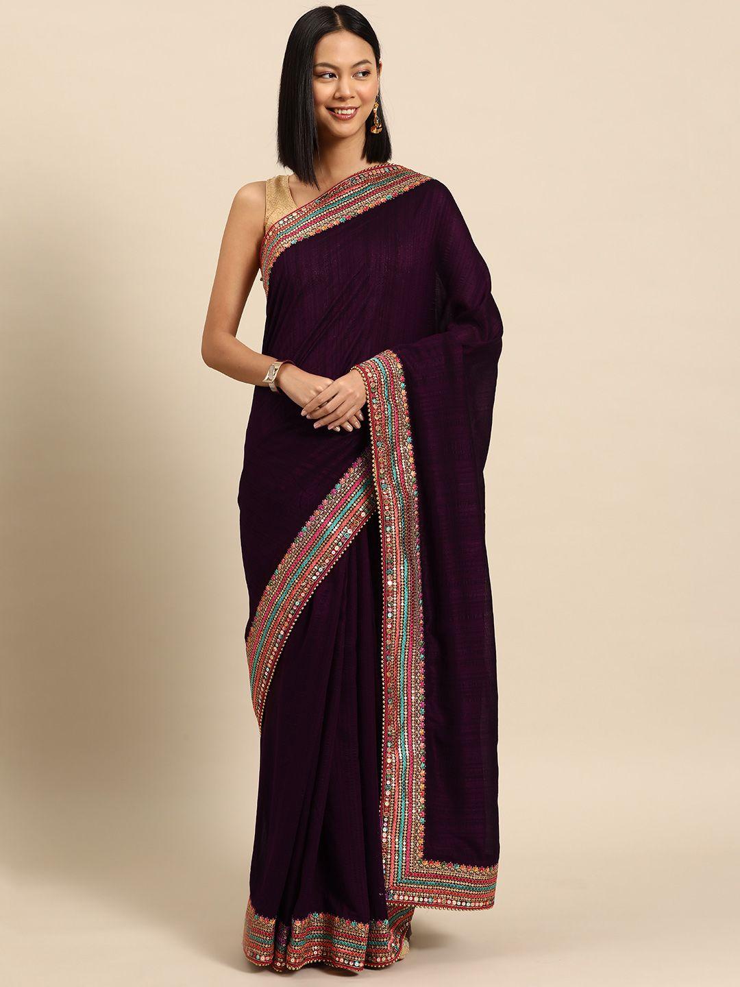 libas embroidered silk blend saree