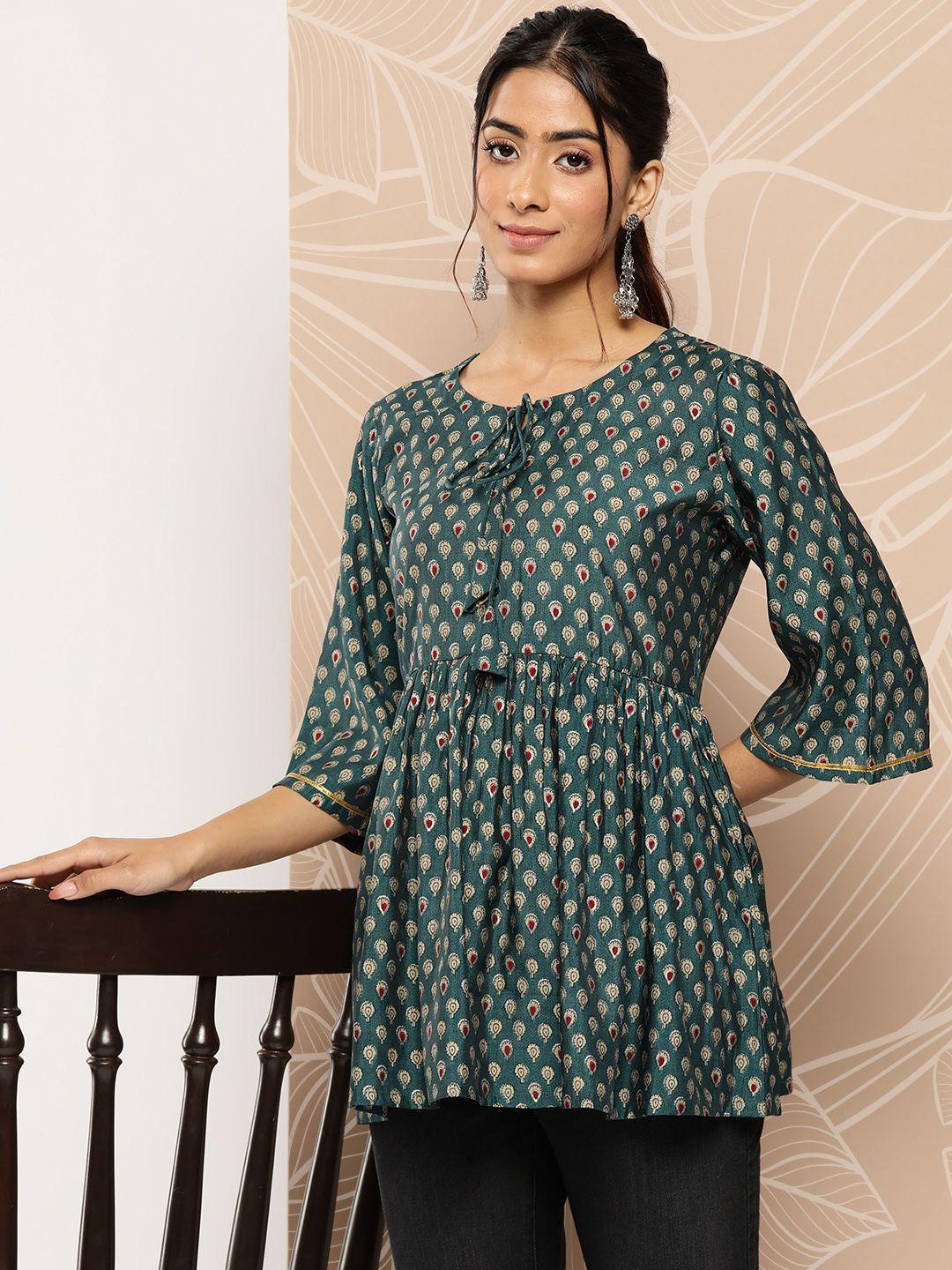 libas ethnic motifs printed flared sleeves gotta patti gotta patti empire kurti