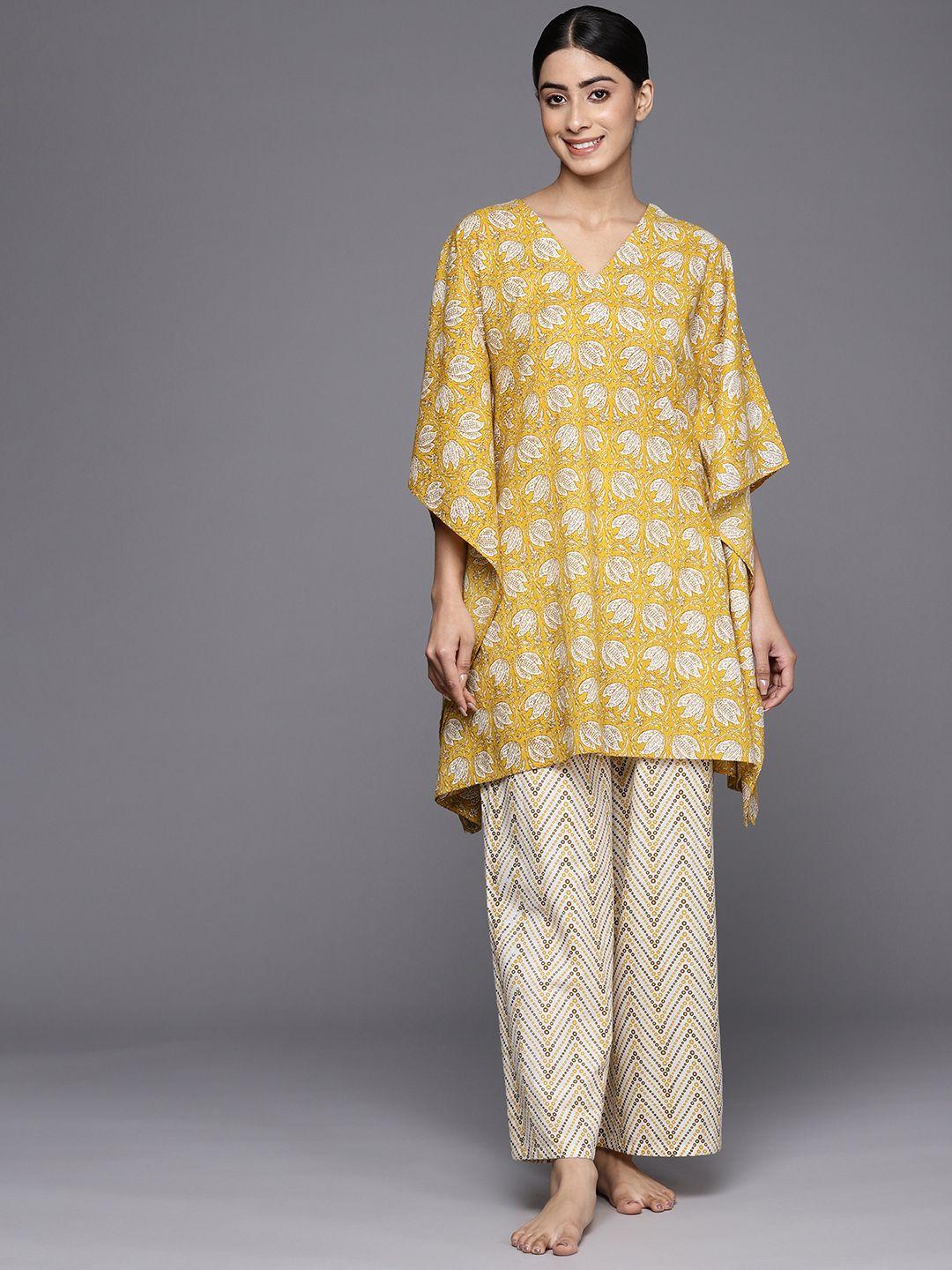 libas ethnic motifs printed pure cotton night suit