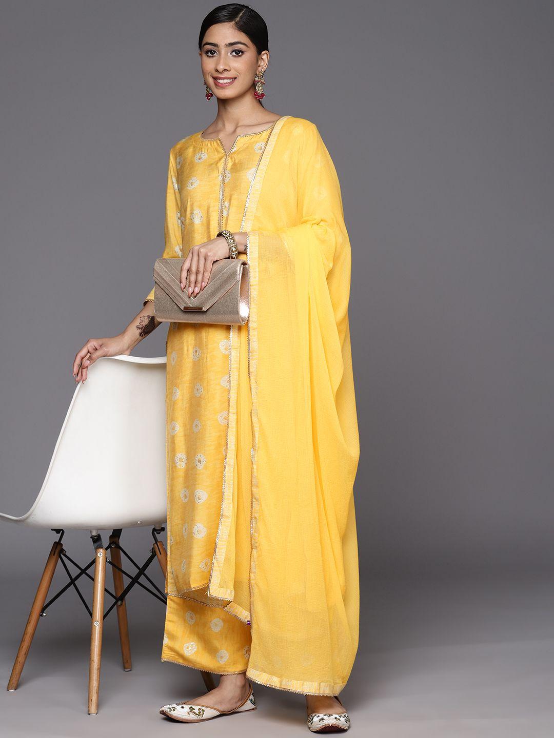 libas ethnic motifs printed regular gotta patti kurta with palazzos & with dupatta