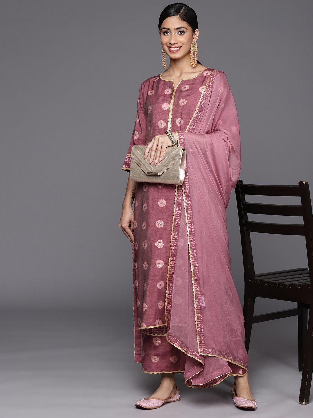 libas ethnic motifs printed regular kurta with palazzos & with dupatta