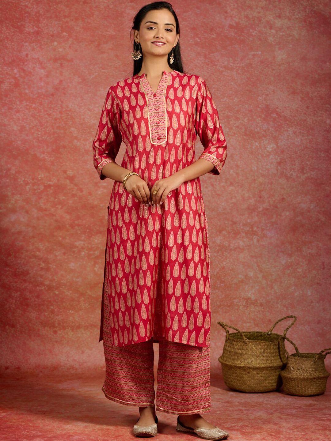 libas ethnic motifs printed regular kurta with palazzos