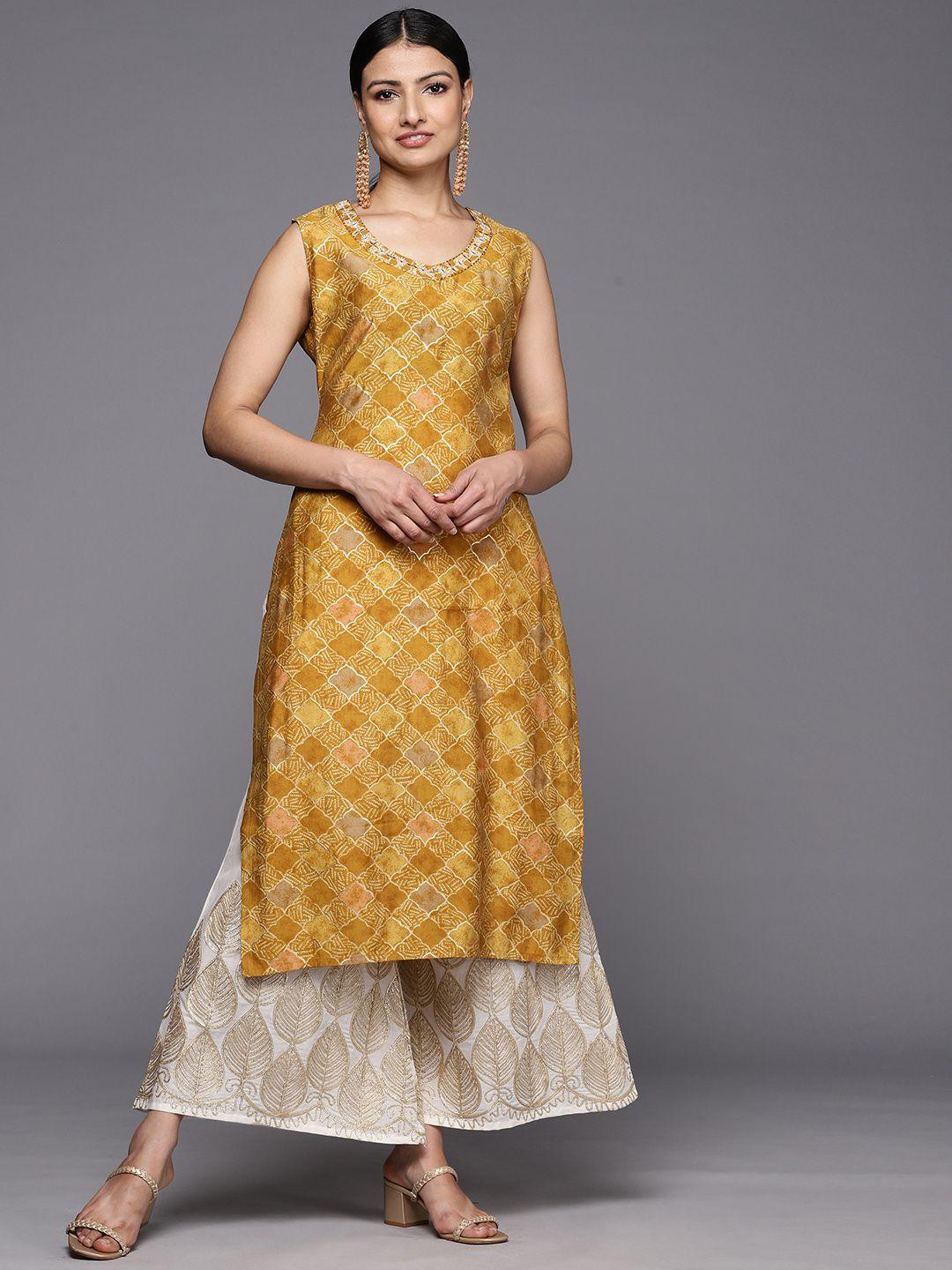 libas ethnic motifs printed zari kurta