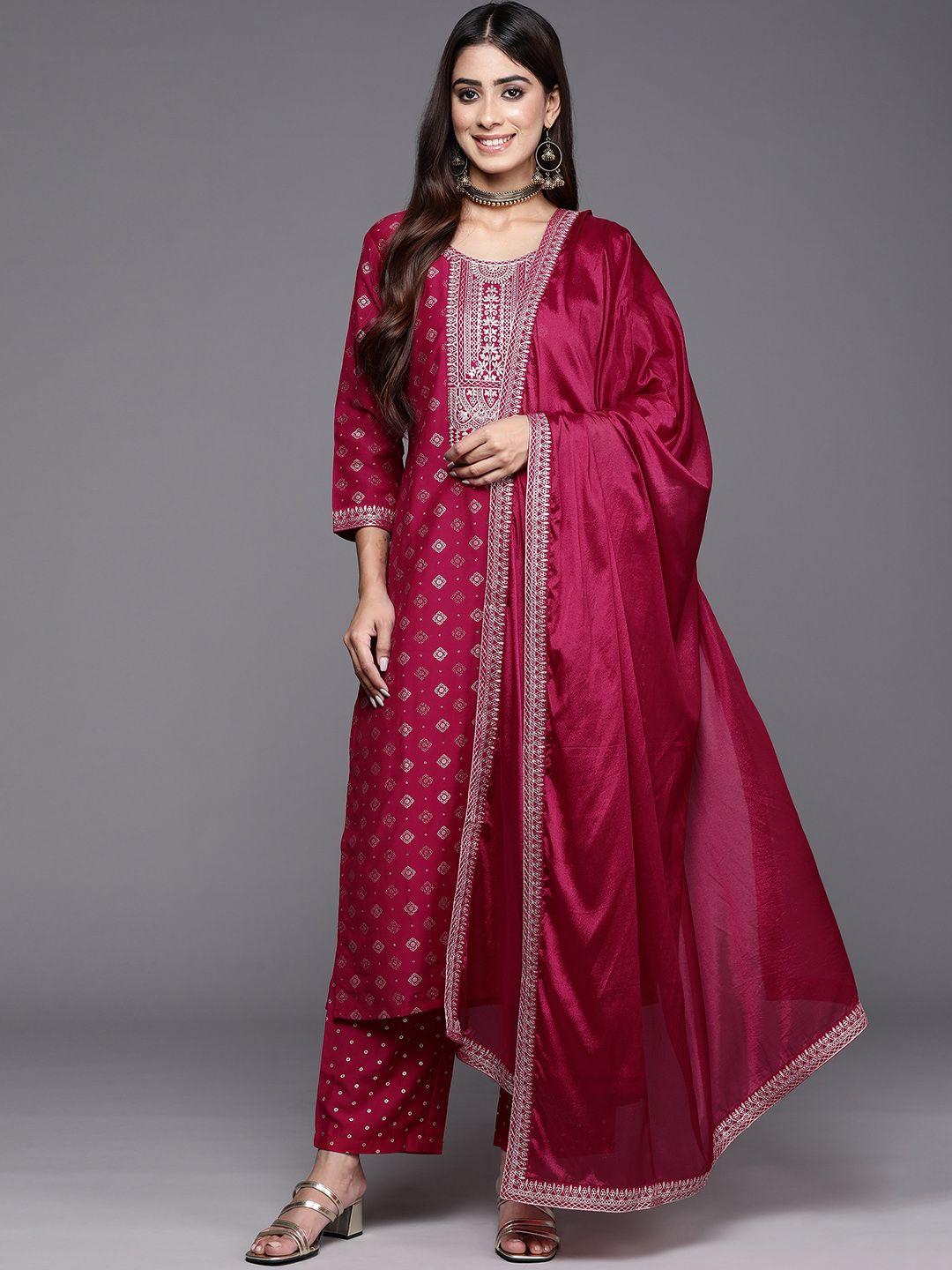 libas ethnic motifs regular kurta with trousers & dupatta