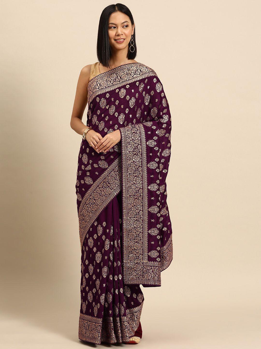 libas ethnic motifs zari silk blend saree