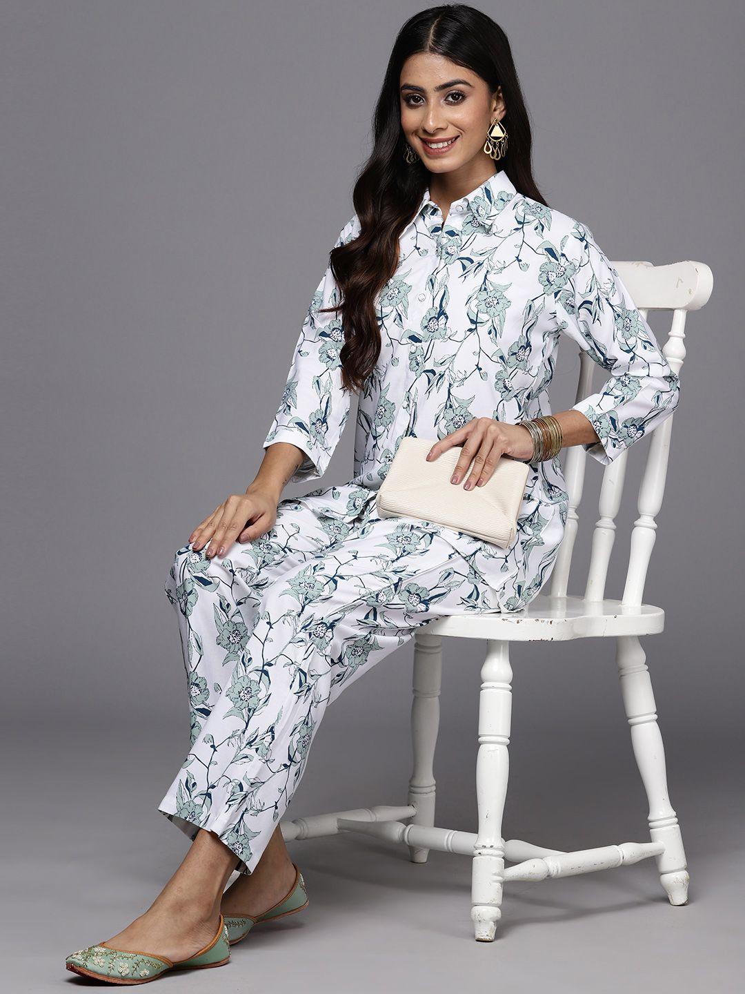 libas floral printed ethnic tunic with trousers