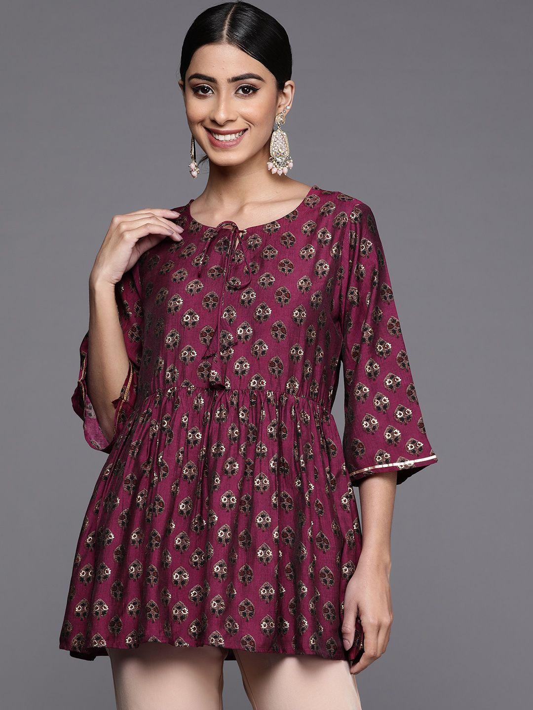 libas floral printed flared sleeves empire kurti