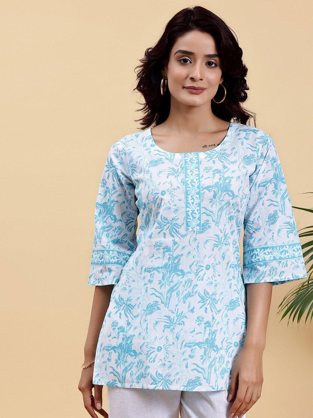 libas floral printed flared sleeves pure cotton kurti