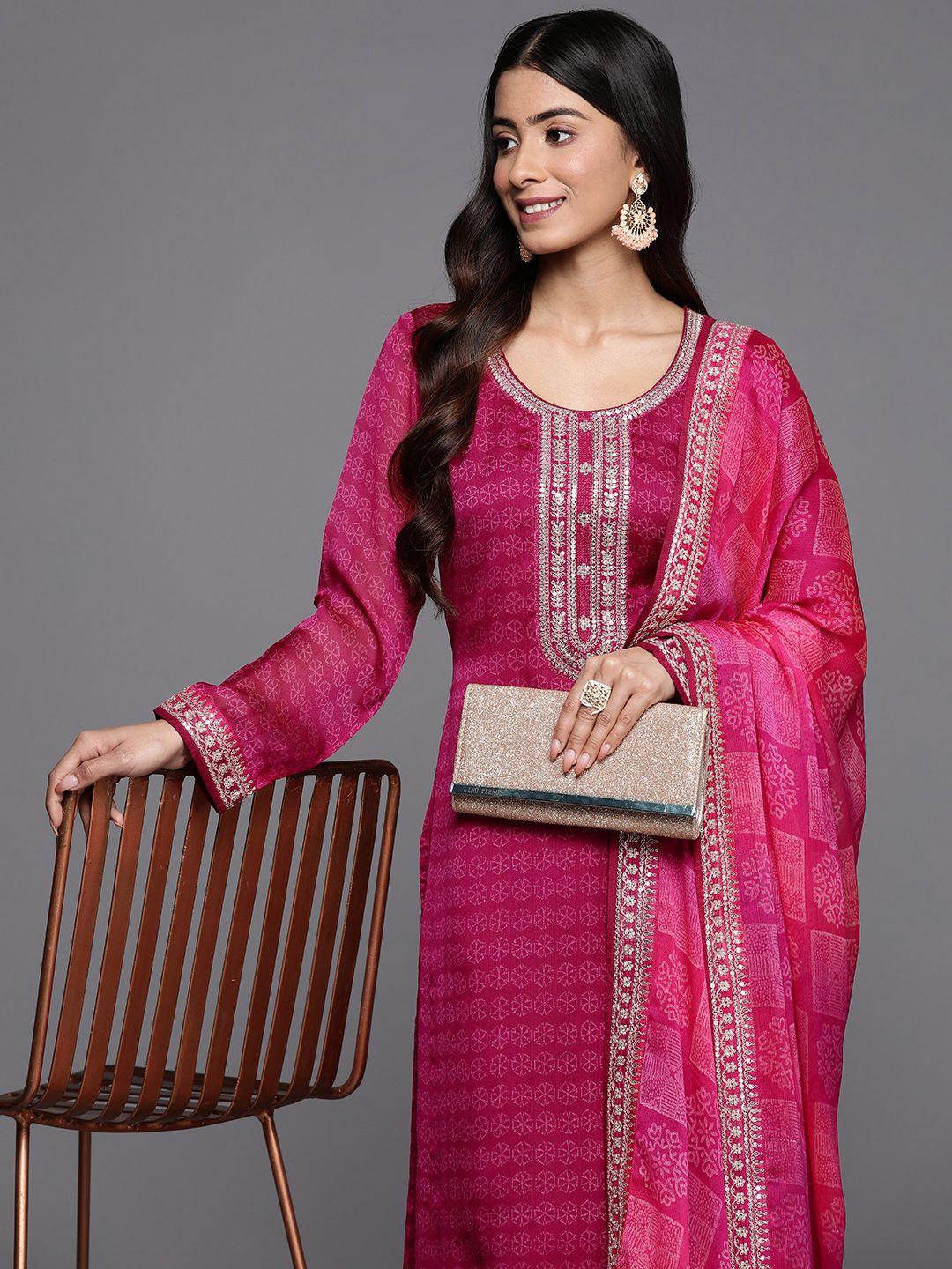libas floral printed kurta with trousers & with dupatta