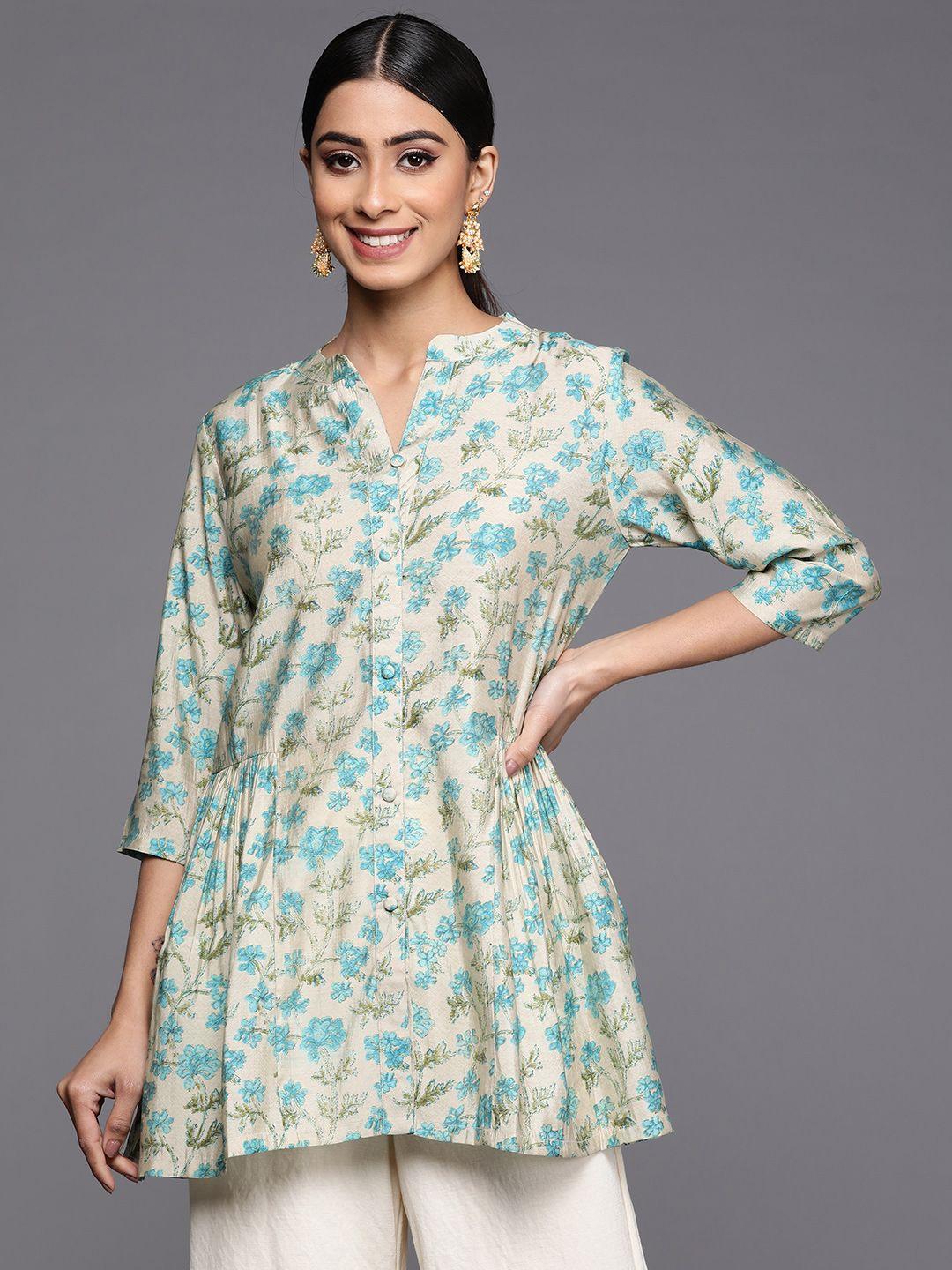 libas floral printed pleated kurti