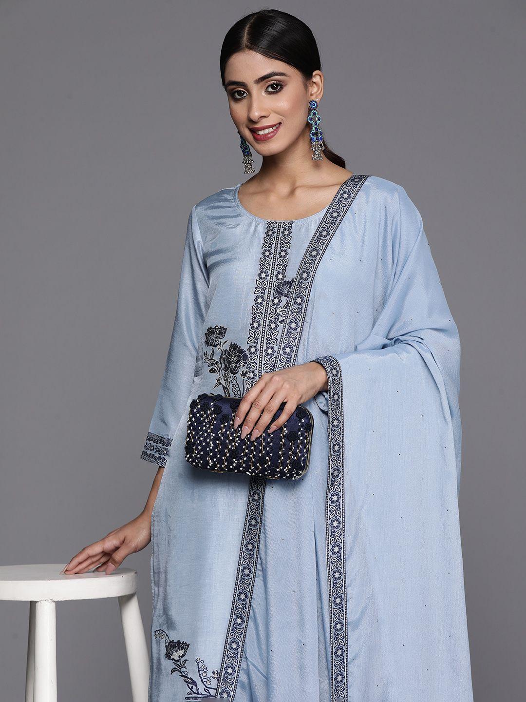 libas floral scoop neck kurta with trousers & dupatta