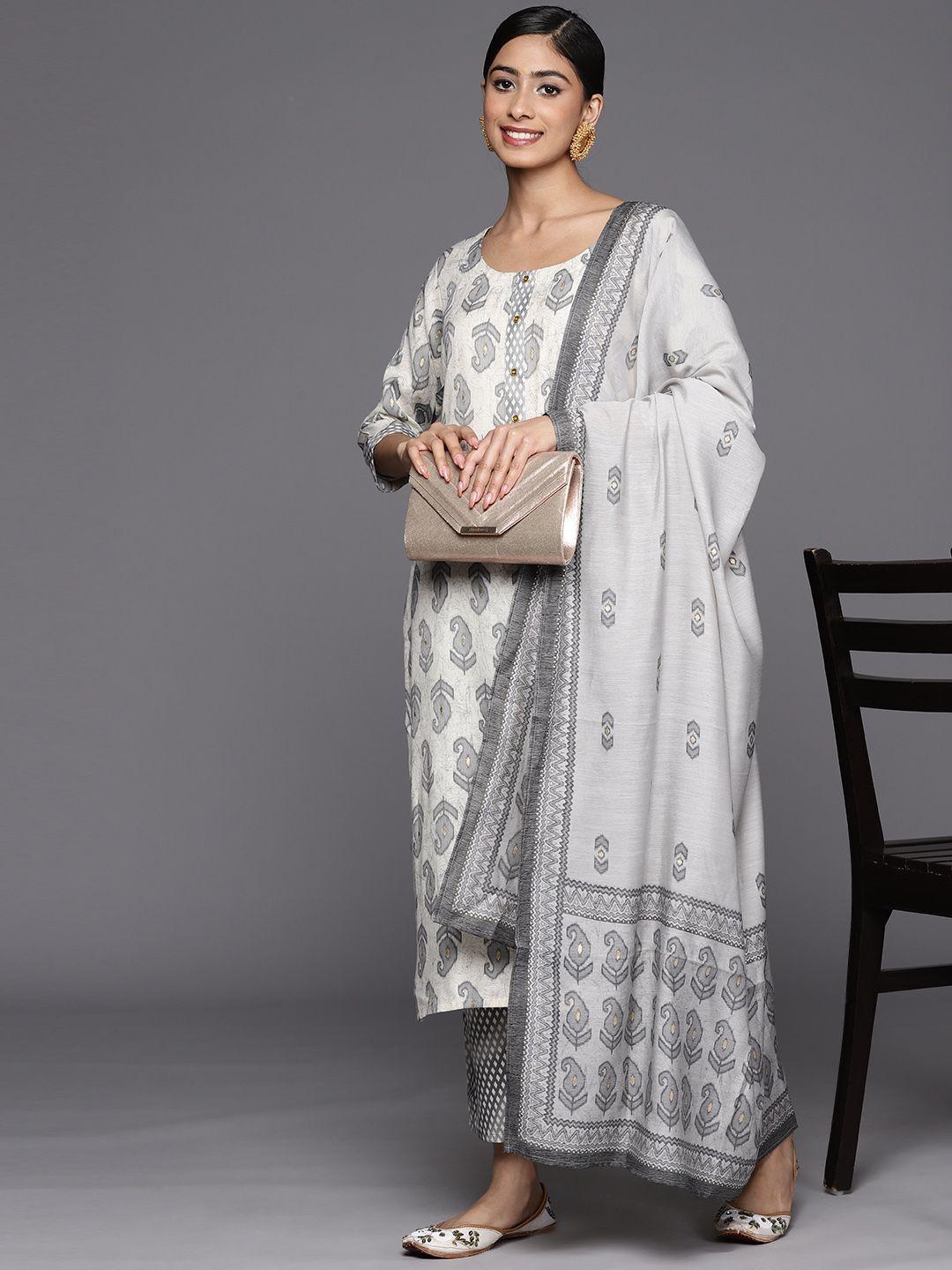 libas paisley printed regular kurta with trousers & with dupatta