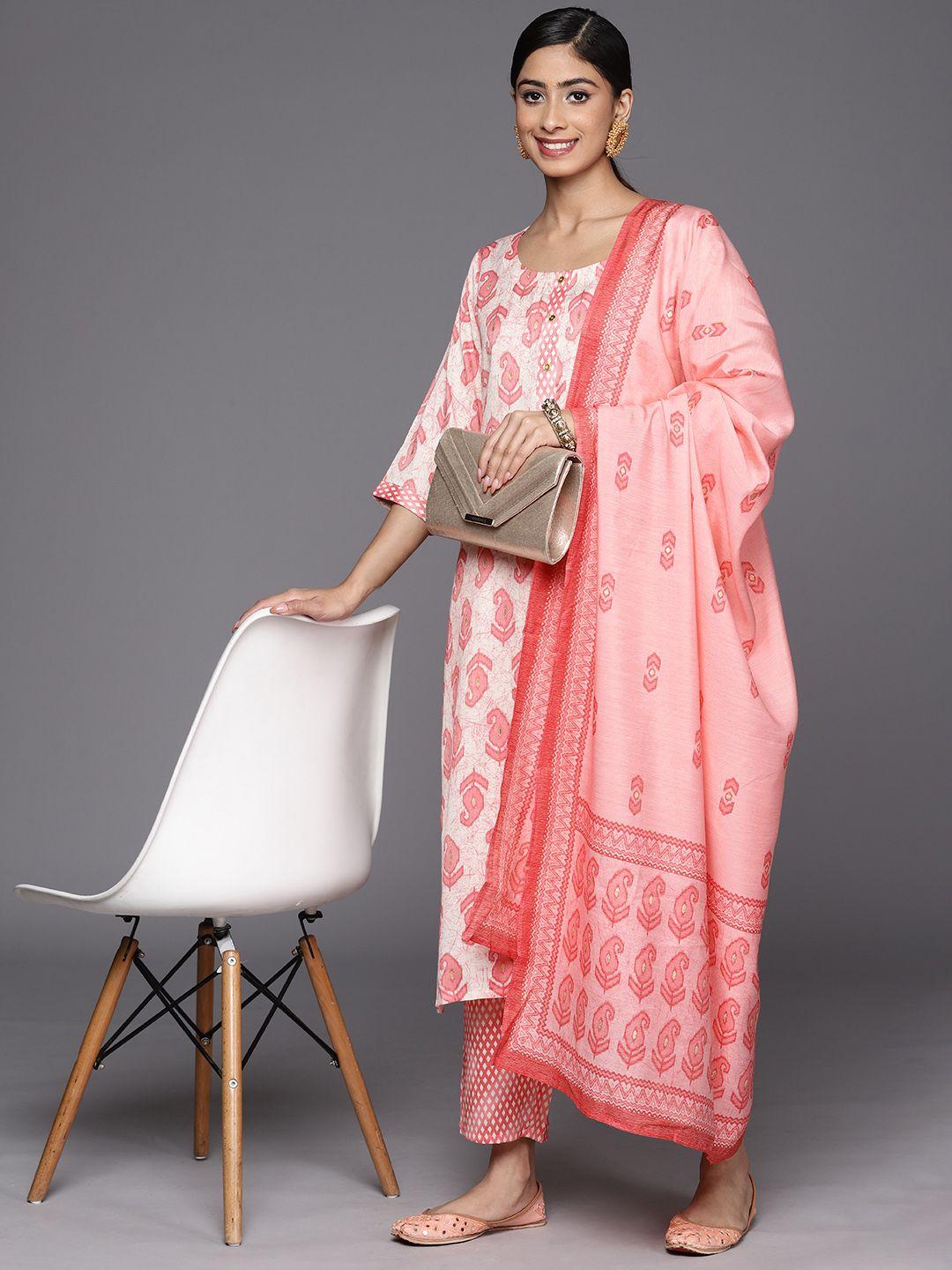 libas paisley printed regular kurta with trousers & with dupatta