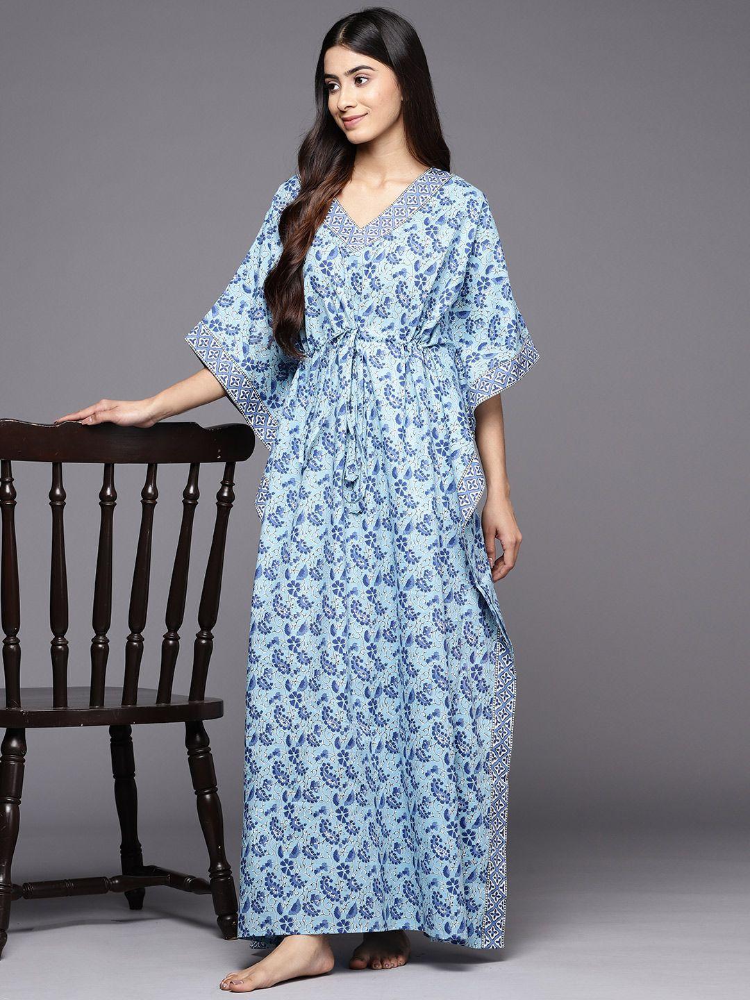 libas printed cotton kaftan maxi night dress