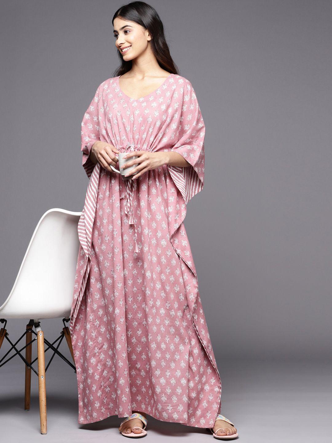 libas printed cotton kaftan maxi night dress