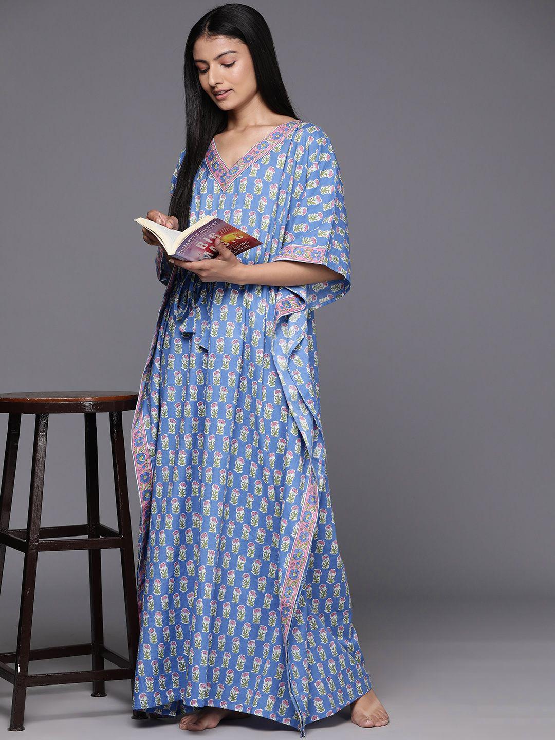 libas printed cotton maxi nightdress