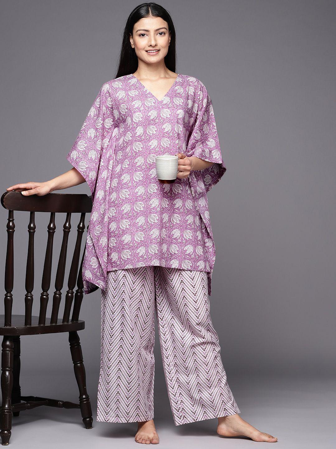 libas printed cotton night suit