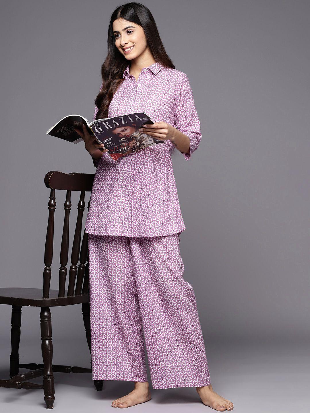 libas printed cotton night suit