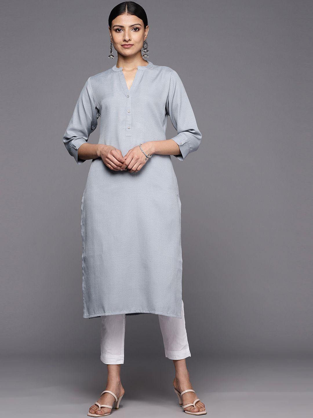 libas solid thread work straight kurta